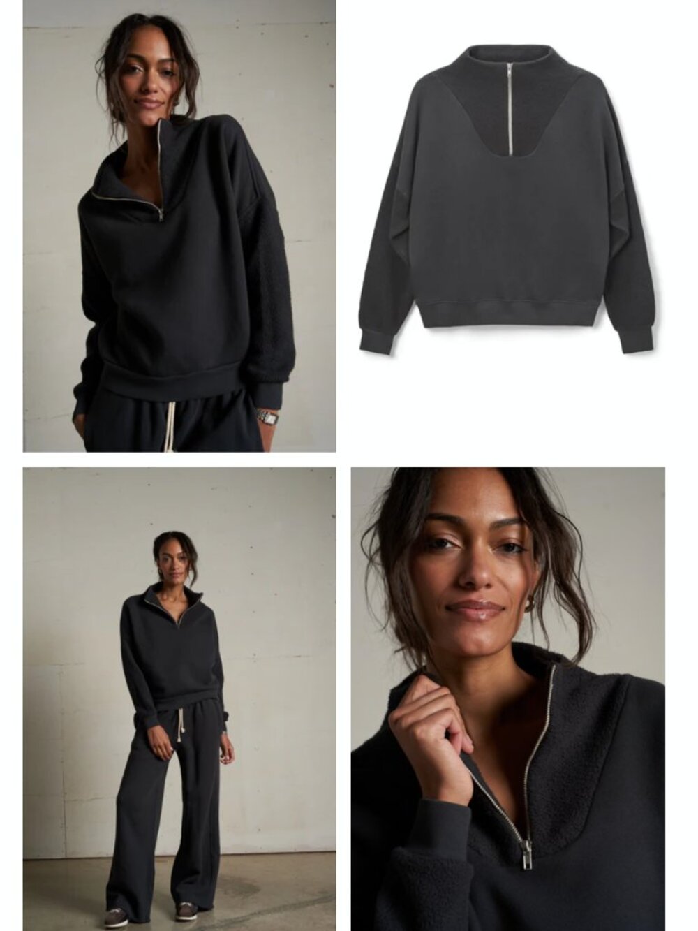 PerfectWhiteTee Tyra 1/4 zip navy super soft sweatshirt size small